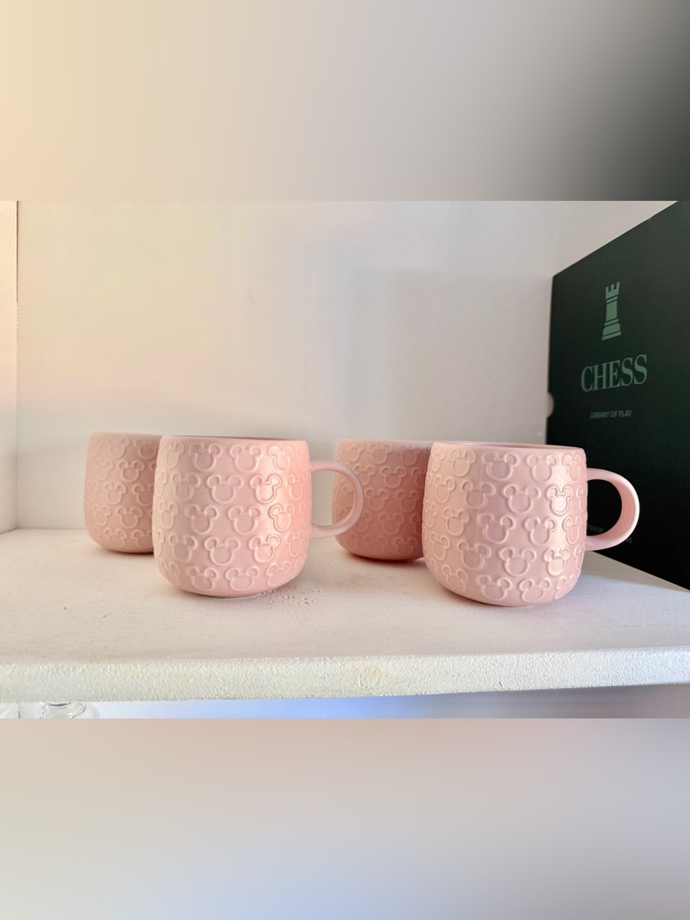 Disney Pink Embossed Mickey Mouse Ceramic Mugs - Set of 4